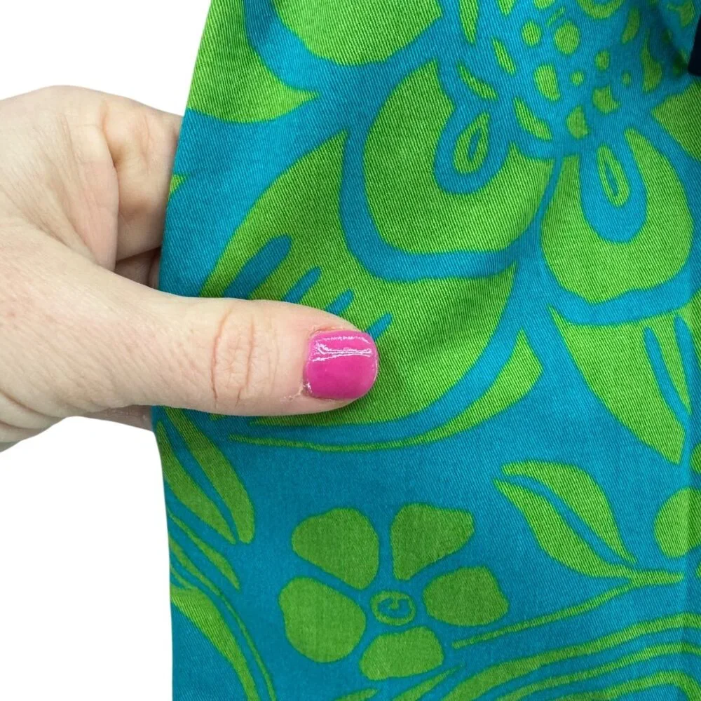 Lilly Pulitzer Belted Dress Girls Navy Green Floral Paisley Short Sleeve Size 8